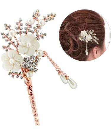 Minkissy 1PC Flower Pearl Hair Chopstick Alloy Hair Pin Chopsticks with Tassel Vintage Hair Stick for Girls Women - Buy Online on GoSupps.com