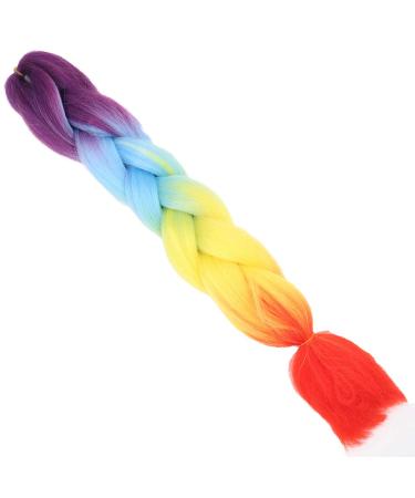 24 Jumbo Braids Extensions - Kanecalon Synthetic Crochet Hair - Afro Box Braiding in Purple Blue Yellow & Orange - 60cm - 1 Bundle - Buy Online on GoSupps.com