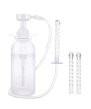 Vaginal Douche Cleaner Set Clean Press Pump Enema 3 Nozzle Tips and Tubes Manual Pressure Anti-Reflux Colon Cleanse Vaginal Enema for Men and Women (300ML)