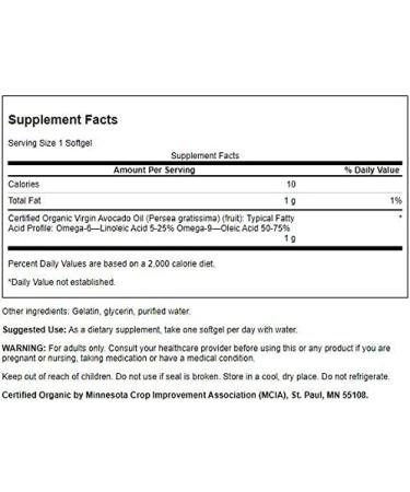 Swanson Avocado Oil Softgels - Organic Supplement for Healthy Cholesterol, Skin & Joint Support - 60 Softgels, 1g Each - Buy Online on GoSupps.com