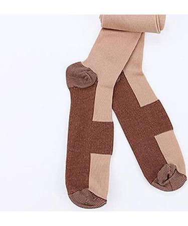 2 Pair Zip Compression Socks for Women - Closed Toe Wide Calf Knee Length - Easy On/Off 15-20 mmHg | Beige with Copper S/M - Buy Online on GoSupps.com