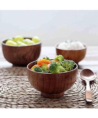 SKORDO 6 Pcs Wood Bowls Serving Tableware for Rice Soup Dip Coffee Tea Decoration Wooden Salad Bowl Kitchen Cutlery Set - Buy Online on GoSupps.com