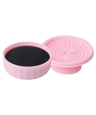 Abaodam Makeup Brush Cleaning Box make up brush cleaner silicone brush cleaning pad Makeup cleaning brush 7.9X5.25X4.9CM Pink