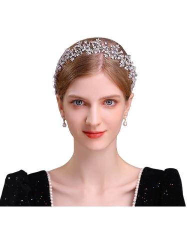 Aoligrace CZ Bride Headband Birthday Party Headpiece Silver Gold Cubic Zirconia Bridal Headwear Wedding Hair Accessories