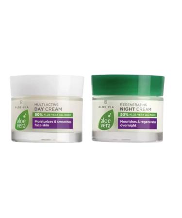 LR Health&Beauty Aloe-Via Aloe Vera Multi Active Day and Night Face Cream Set of 2 Smoothing Skin 50 ml./1.7 fl.oz. Best Gift Kit