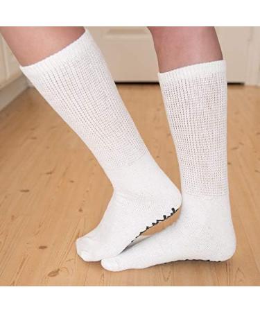 Non-Skid Diabetic Crew Socks - Breathable Anti-Slip - Improve Foot Circulation - Painful Swollen Feet Relief - White - 6 Pairs, Size 10-13 - Buy Online on GoSupps.com