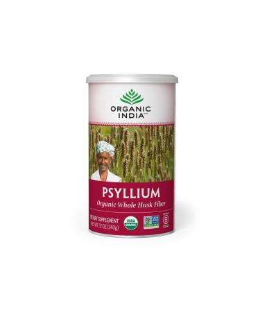Organic India Psyllium Herbal Powder - Whole Husk Fiber, Healthy Elimination, Keto Friendly, Vegan, Gluten-Free, USDA Certified Organic, Non-GMO, Soluble & Insoluble Fiber Source - 12 Oz Canister (Pack of 1) 12 Ounce (Pack
