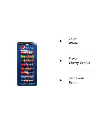 Taste Beauty Party Pack Pepsi Lip Balm - 8pc Soda Flavored Sticks - Cherry Vanilla, Mountain Dew & More - 0.12 oz Each Stick - Buy Online on GoSupps.com
