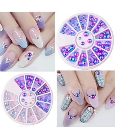 UK BEAUTY SUPPLIES 4 Pack 3D Nail Art Decoration Wheels Flat Back Horse Eye Diamante White Pearl Crystal Glitter Rhinestone Gems Pearlescent Mermaid Unicorn Beads - Buy Online on GoSupps.com