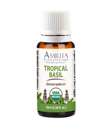 Organic Tropical Basil Essential Oil 100% Pure and Undiluted Ocimum basilicum Premium Quality Aromatherapy Oil Tested and Verified Size: 10mL (0.34 Fl. Oz.) Basil 0.34 Fl Oz (Pack of 1)