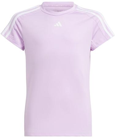 adidas Girls Train Essentials Aeroready 3-Stripes Slim-fit Training Tee T-Shirt 13-14 Years Bliss Lilac/White