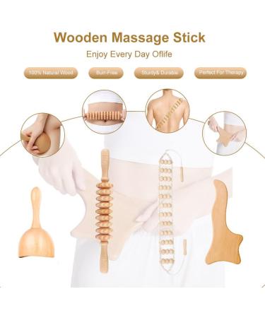 8PC Wooden Massage Therapy Tools Set | Gua Sha Scooter & Anti-Cellulite Massagers for Full-Body Muscle Pain Relief - Buy Online on GoSupps.com