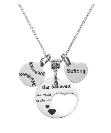 FYXYZ Softball Necklace Softball Gifts for Girls Women Teens Softball Pendant Jewelry Sport Necklace