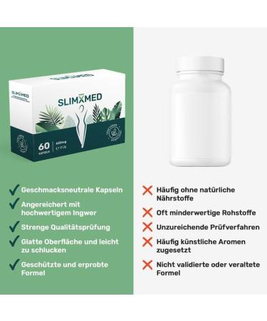SlimxMed Premium Capsules - Slim Caps with Ginger Green Tea & Green Coffee - Trusted by Athletes - Quality Tested in Germany (300) - Buy Online on GoSupps.com