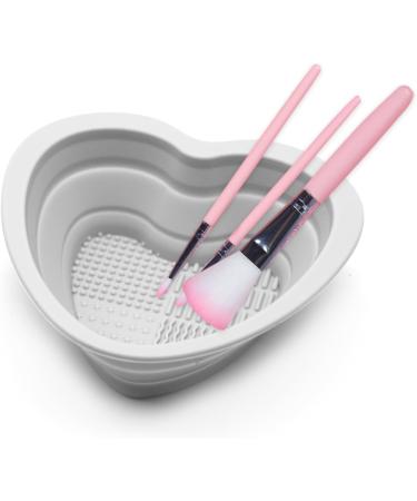 Makeup Brush Cleaning Mat Silicone Cosmetic Brush Cleaning Pad Heart Foldable Brush Cleaning Bowl Portable Cosmetic Brush Cleaner Washing Tool for Makeup Brushes A7ZDQJW (grey) - Buy Online on GoSupps.com