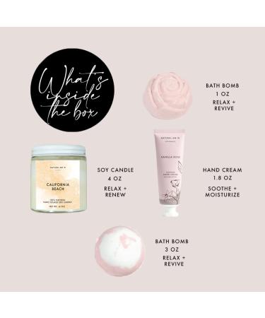 Natural Amor Relaxation Spa Gift Set for Women - 4pc Gift Box with Candle, Hand Cream, Bath Bombs - Buy Online on GoSupps.com