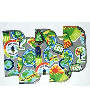 Reusable Kids Lunchbox Napkins 5 Pack - 1 Ply Save the Earth Print - 8x8 inches - Little Wipes (R) Flannel - Buy Online on GoSupps.com