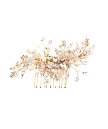 Didiseaon Pearl Hair Barrettes Decorative Hair Combs Crystal Decor Crystals Decor Wedding Crystal Hair Comb Rhinestone Headpiece Crystal Flower Comb Hair Accessories Bride Alloy