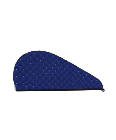 Hair Towel Wrap Hair Drying Towel with Button Towel Turban Head Towel to Dry Hair Quickly (Navy Blue)