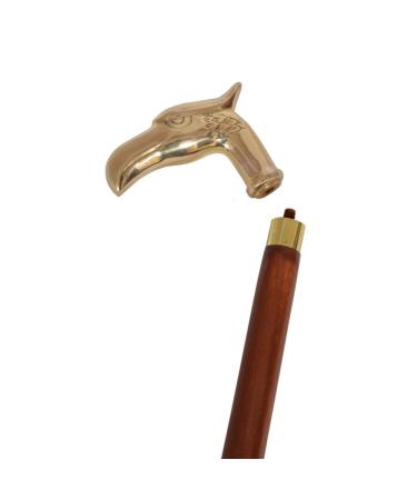 Benzara Fierce Lyptus Wood Walking Stick with Brass Eagle Head Handle Brown and Gold (BM164222) - Buy Online on GoSupps.com