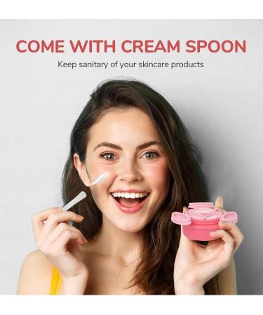 YUPs Travel Cosmetic Jars 3 in 1 Silicone Non- Breakable Refillable Travel Pots for toiletries With Scooping Spoon 36ml (12ml Each) (Pink) - Buy Online on GoSupps.com