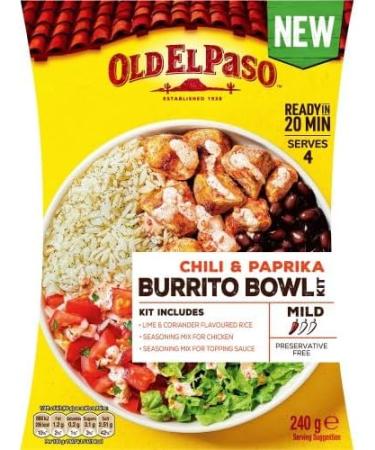 OLD EL PASO Burrito Bowl Kit with Chili & Paprika Mild 240g Preservative Free - Buy Online on GoSupps.com