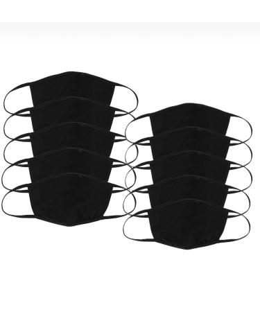Bella + Canvas Double-Ply Reusable Face Mask 52% Airlume Cotton 48% Polyester Pack of 10 Face Masks Unisex Size Medium/Large Black