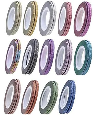 14 Rolls Glitter Nail Art Striping Tape Lines Width 1/2/3mm-Striping Tape for Nail Art-Nail Striping Tape Foil-Nail Striping Tape Thick-Nail Striping Tape with Dispenser-Self-Adhesive DIY Nail Art Tape Width: 1mm - Buy Online on GoSupps.com