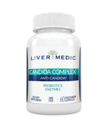 Liver Medic Candida Complex Digestive Enzymes for Gut Health  Candida Cleanse w/Herbs, Caprylic Acid & Grape Seed Extract + Probiotics for Digestive Health (60 Capsules)