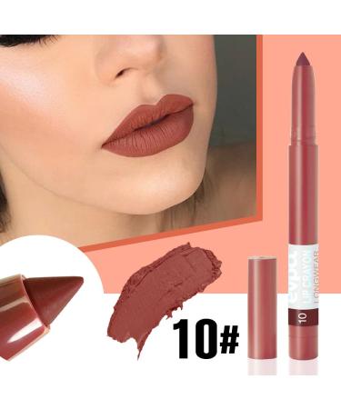 3Pcs Matte Lipstick & Lip Liner Set - Waterproof & Long Lasting 24 Hour Wear in Purple, Mauve, Pink, Red, Brown - Includes Sharpener - Original 6&7&10 Shades - 3 Count Pack - Buy Online on GoSupps.com