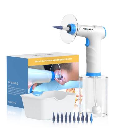 Ear Wax Removal  Ear Irrigation Kit  EARIGATION Ear Cleaning Kit with Light and 4 Pressure Levels to Flush Ear  Safe Easy Effective  9 Tips  Basin & Towel Included- Earwax Cleaner Tool