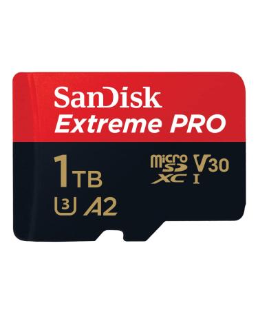 SanDisk 1TB Quick Flow Technology Extreme PRO microSD with Adapter C10, U3, V30, A2, 200MB Read Speed 140 MB Write Speed UHS-I Card
