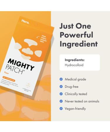 Mighty Patch Face XL Hydrocolloid Mask for Acne - 5 Large Pimple Patches - Vegan & Cruelty-Free - Buy Online on GoSupps.com