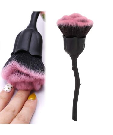 Nail Dust Brush - Rose Shape Fiber Hair Nail Art Brush for Dust and Powder Removal (02-Black+Pink) - Buy Online on GoSupps.com