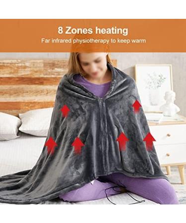 USB Electric Heating Cushion & Scarf - 3-Speed Temperature Washable Coral Fleece Plush Gray Backrest & Neck Warmer - Buy Online on GoSupps.com