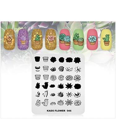 Kads Nail Stamp Plate FL046 - Flower & Succulents Design for Stunning Nail Art | Manicure Stencil Tools - Buy Online on GoSupps.com