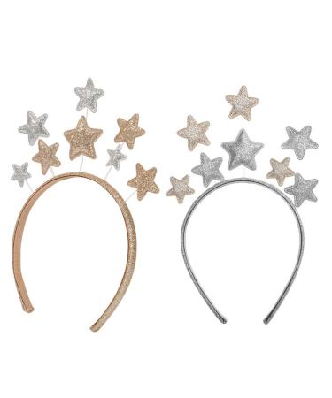 Lurrose 2 pieces glitter star stern headband party hair ripe irritating fresh children hair bands five-pointed star headwear for New Year's festival birthday party