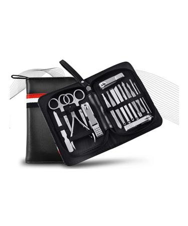 Nail Clippers Set Built-in Nail File Beauty Nail Stainless Steel Nail Clippers Set for Woman and Man 16-Piece Black
