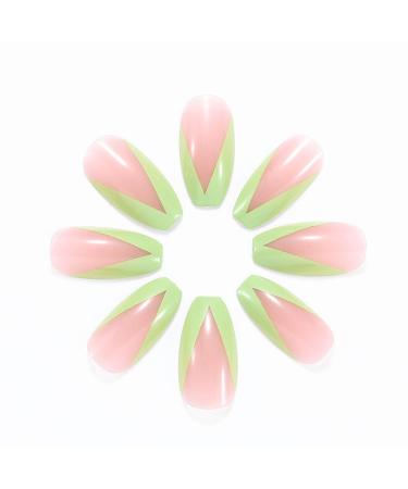 Brishow Coffin Artificial Nails - Shiny French Ballerina Acrylic Press-On Nails for Women & Girls | 24 Full Cover Pieces - Buy Online on GoSupps.com