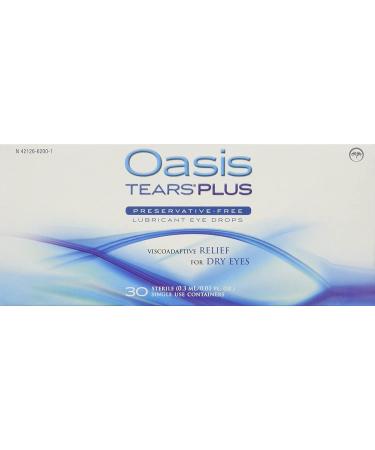 Oasis TEARS Plus Lubricant Eye Drops Relief for Dry Eyes, 30 Count Box Sterile Disposable Containers (Pack of 2) 30 Count (Pack of 2)