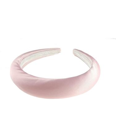 Ladies Girls Padded Slightly Padded 2.5cm Formal Satin Fabric Boho Vintage Headband Alice Band Hair Accessory Hairband Christmas Birthday Wedding Bridal Guest Prom Dance Formal Occasion (Candy Pink)