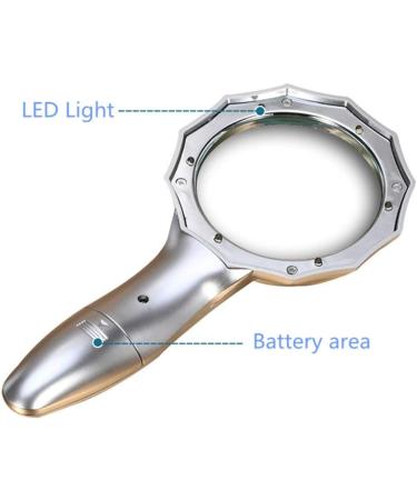 Magnifying Glasses Handheld Glass Magnifier with 6 Led Lights 4X Hd Lens Eye Protection Old Man Reading Illuminated Magnifying Glass Comfortable Anniversary - Buy Online on GoSupps.com