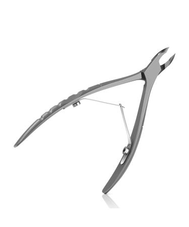 BEZOX Cuticle Clipper with Pushers – 2 in 1 Heavy Duty Stainless Steel Cuticle tools - Nail Nippers and Cutical Pusher with Anti-Slip Handle and Sharp Blade – 6mm Jaw Grey