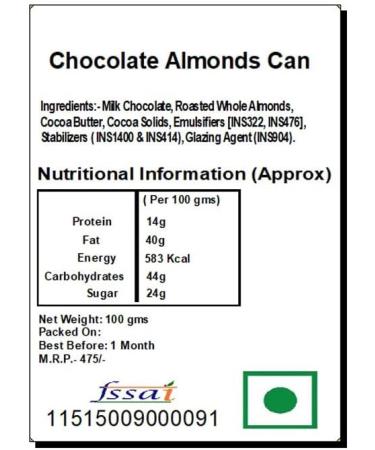 Jaiccha Ghasitaram Chocolate Almonds Can|Gift for Diwali Gifts Bhaidooj Gifts| - Buy Online on GoSupps.com