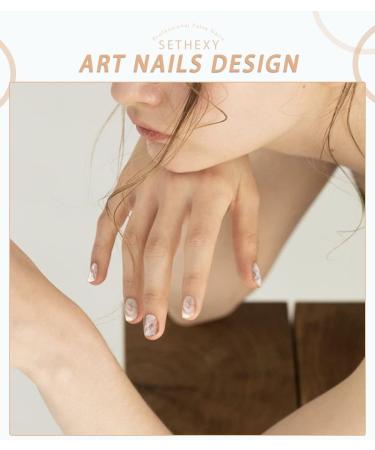 Sethexy Smokey Marble White False Nails - 24Pcs Glossy Collection for Women and Girls - Buy Online on GoSupps.com