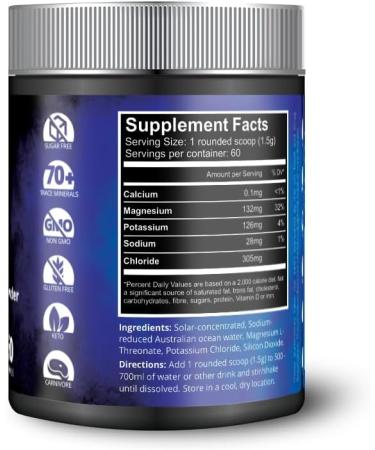 Aussie Trace Minerals Magnesium Hydration Powder | Supercharged Hydration Recovery | Magnesium-Rich Low Sodium | Ocean Minerals + Mag L Threonate | Sugar-Free unflavored | 60 Serves | Vegan Keto - Buy Online on GoSupps.com