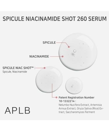 APLB Spicule Niacinamide Shot 260 Serum | SPICULE NIAC SHOT 260 1.35 FL.OZ/Korean Skincare Gentle Exfoliation Pore Care Long lasting hydration Revitalize for gentle and improve skin texture - Buy Online on GoSupps.com