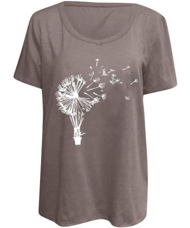 Shop Stylish Ppanguding Women's Summer T-Shirt - Casual Round Neck Loose Fit Floral Print - XXL Gray - Buy Online on GoSupps.com
