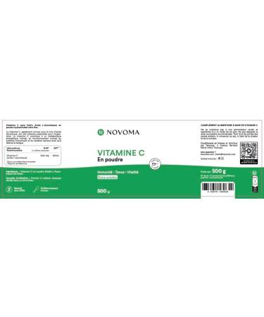 NOVOMA Vitamin C Pure Powder 500g 1000mg per dose L-Ascorbic Acid Ultra Fine Powder Powerful Antioxidant System I - Buy Online on GoSupps.com