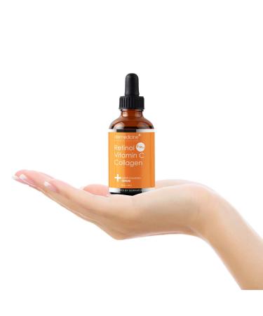 Retinol Vitamin C Collagen Serum | Anti-Aging Face Formula | Smooths Fine Lines & Brightens Skin | 2 fl oz - Pharmaceutical Grade Quality - Buy Online on GoSupps.com